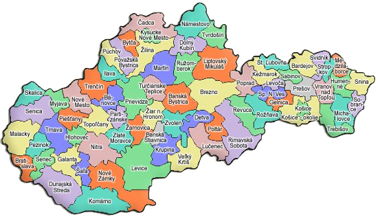 Mapka okresov Slovenskej republiky